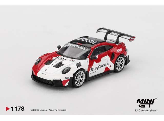 Mini GT Porsche 911 (992) GT3 RS Weissach Ring Taxi White/Red 2025 (Blister)
