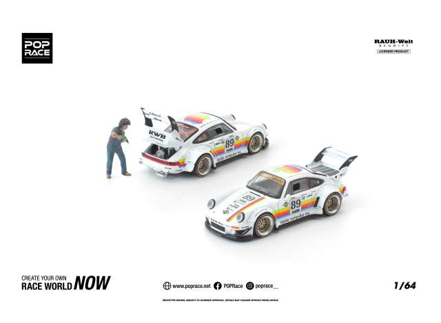 Pop Race Porsche RWB 930 APPLE with Akira Nakai Figure