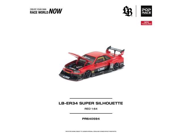Pop Race Nissan LB-ER34 Super Silhouette Red/Black