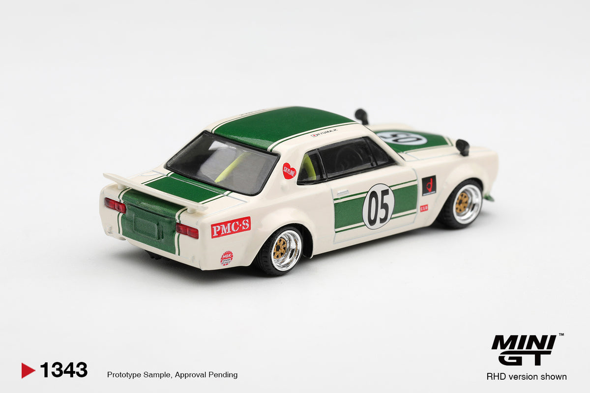 Mini GT Nissan Skyline GT-R (KPGC10) LB-Works Hakosuka White-Green 1971 – Ansicht 3