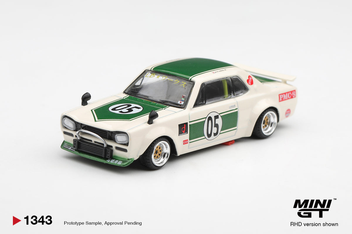 Mini GT Nissan Skyline GT-R (KPGC10) LB-Works Hakosuka White-Green 1971 – Ansicht 2